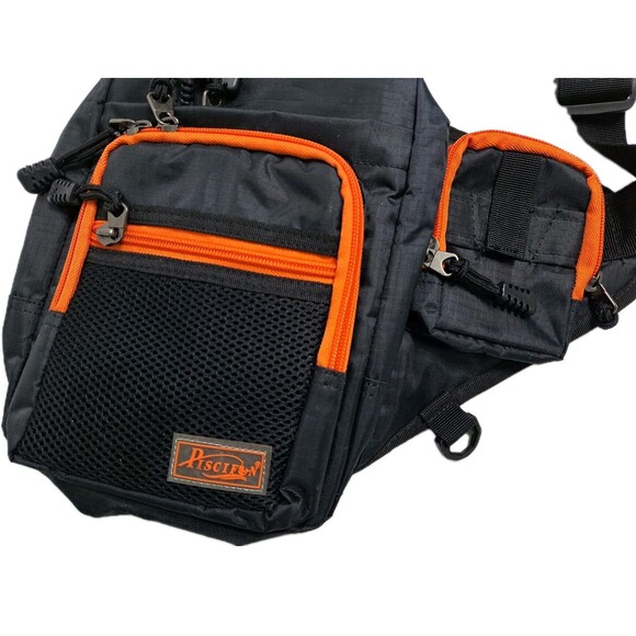 Fishing Tackle Surf Bag Black Orange Piscifun Sling Shoulder Padded Nylon - Picture 2 of 8